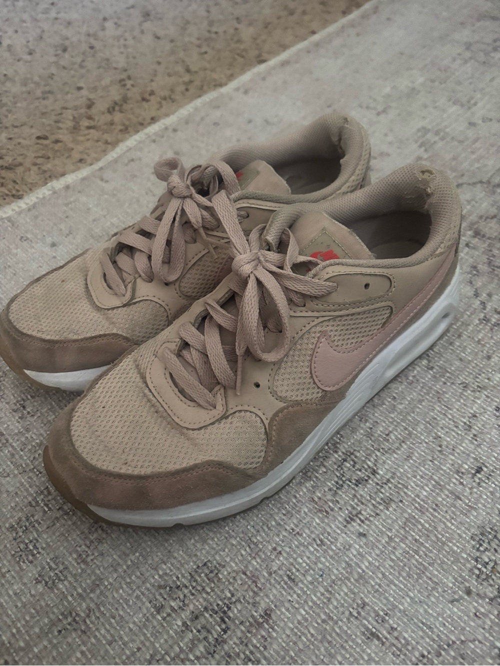 Nike Women's Taupe and Pink Swoosh Sneakers